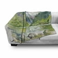thumbnail image 3 of Fine Art Soft Flannel Fleece Throw Blanket, Summer River Surrounded by Tree Forest Lake Bush Foliage Serenity, Cozy Plush for Indoor and Outdoor Use, 50" x 60", Green Purple and White, by Ambesonne, 3 of 6