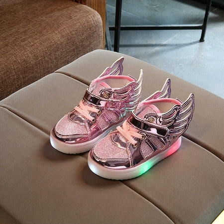 Childrens Tennis Shoes - LED Flashing Kids Girls Boy Shoes Wings Light Up Sneaker Child Luminous Trainers