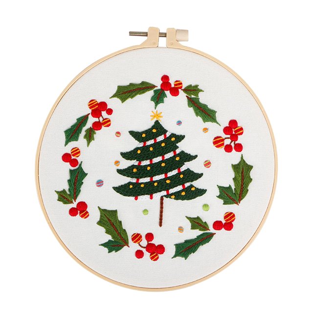Kit de inicio de bordado estilo navideño con patrón para adultos principiantes Árbol de Navidad