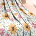 thumbnail image 3 of White Sunflower Colorful Flower Pattern Blanket,Comfortable Soft Lamb Wool Throw Blanket,All Season,Warm Lightweight Blankets for Sofa Bed Couch Living Room Chair,60"x80", 3 of 4