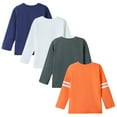 thumbnail image 3 of HILEELANG Little Boys Long Sleeve T-Shirts (18M–7Y) 4-Pack-Grey/Blue/Yellow/White, Cotton Top Tees size 6Y, 3 of 9