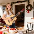 thumbnail image 2 of SuperDeal 38-Inch Round Shoulder Acoustic Guitar Kit 6 Strings Full Size Classic Beginners Children Adults All-Solid Wood with Carrying Case, Strap, Tuner and Pick, Natural, 2 of 17