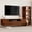 AC-L: Brown 102.3" Cabinet Set, variant on Mid Century Modern 78.7'' Walnut Finish Media Console for TVs up to 55'', Wood Entertainment Center Includes TV Stand with Storage and Glass Display Shelves with Lights for Living Room and Bedroom
