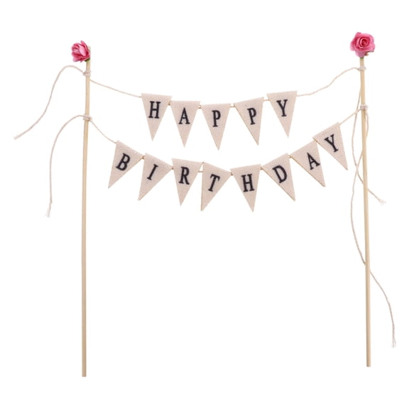 FELTECHELECTR Pink Wooden Cake Toppers for Birthday Decoration Easy to Use on Cakes Cupcakes