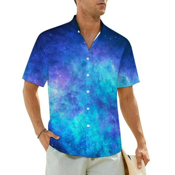 Spiral Galaxy Print Beach Shirt Deep Outer Space Hawaii Casual Shirts Men Vintage Blouses