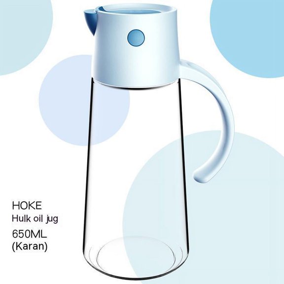 Automatic Opening And Closing Transparent Glass Oil Pot Kitchen Anti-drip Oil Tank Flip Cap Seasoning Bottle Vinegar Bottle Oil Bottle karan 650ML