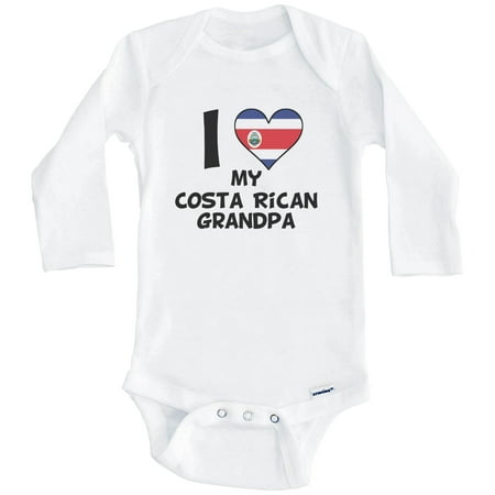 

I Heart My Costa Rican Grandpa Costa Rica Flag One Piece Baby Bodysuit (Long Sleeve) 0-3 Months White