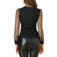 thumbnail image 3 of INSPIRE CHIC Women's Polka Dots Tie Neck Long Sleeve Semi Sheer Blouse, 3 of 6