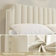 thumbnail image 3 of King Size Velvet Bed Frame, 50.2 in Tall Headboard & Footboard, Upholstered Platform King Bed Frame with Nailhead Trim, No Box Spring Needed, Noise Free, Solid Wooden Slats, Beige, 3 of 7