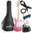 thumbnail image 1 of Ashthorpe Kit de guitarra eléctrica para principiantes de 30 pulgadas con amplificador (rosa), paquete básico para principiantes con bolsa, cuerdas, correa y púas, 1 of 5