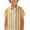 thumbnail image 5 of LIIPEE Fashion Stripes Graphic Button Up Shirts For Boys Short Sleeve Turn Down Collar Beach Shirt Kids Casual Cute Summer Tops,7-8 Years, 5 of 5