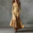 thumbnail image 2 of Xdegoge Long Sleeve Button Front Maxi Dress for Women, High Waist Pockets Patchwork Boho Dresses, 2 of 6