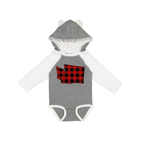 

Inktastic Washington Buffalo Plaid State Silhouette Gift Baby Boy or Baby Girl Long Sleeve Bodysuit