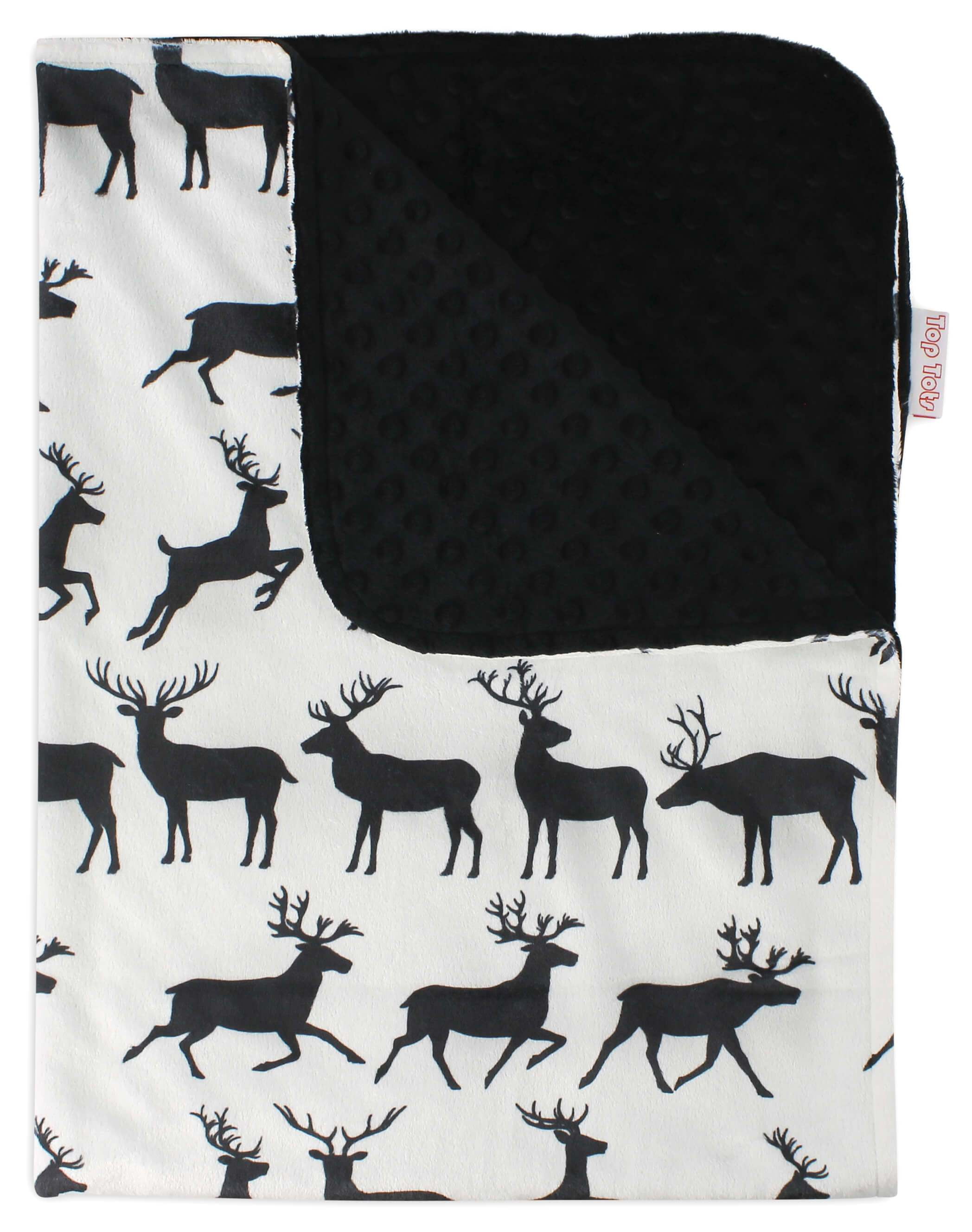 Top Tots Deluxe Minky Baby Blanket for Infant Boys and Girls, Black