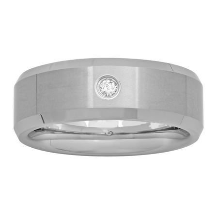 Men's Tungsten .05ct Diamond Accent Ring, 8mm