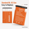 thumbnail image 4 of XHDATA BL-5C Rechargeable Lithium-Ion Battery, 3.7V, 1500mAh, 2 Pack, 4 of 6