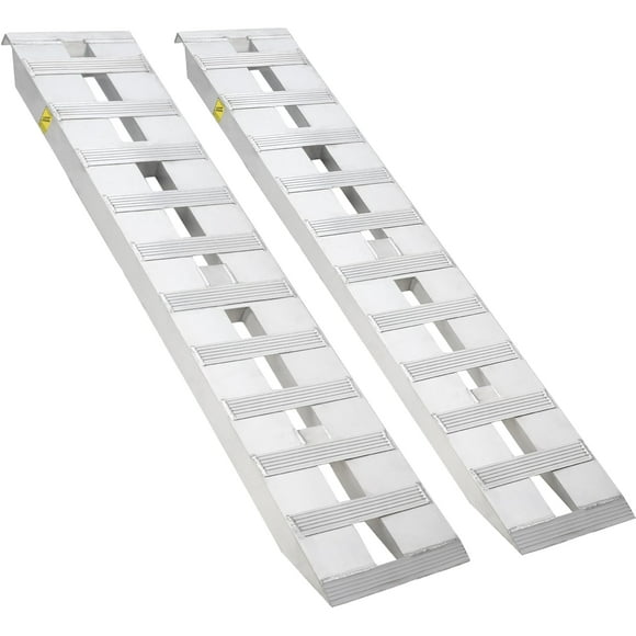 Yiwa 2pcs Aluminum Trailer Ramps Aluminum Ramps with Hook Ends, Loading Ramps Car ATV Truck Auto