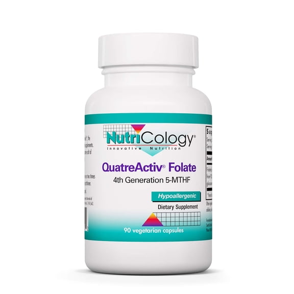 Nutricology QuatreActiv Folate Supplement - Methylfolate, 5-MTHF, Methylation Support, Quatrefolic, Vegetarian Capsules - 90 Count