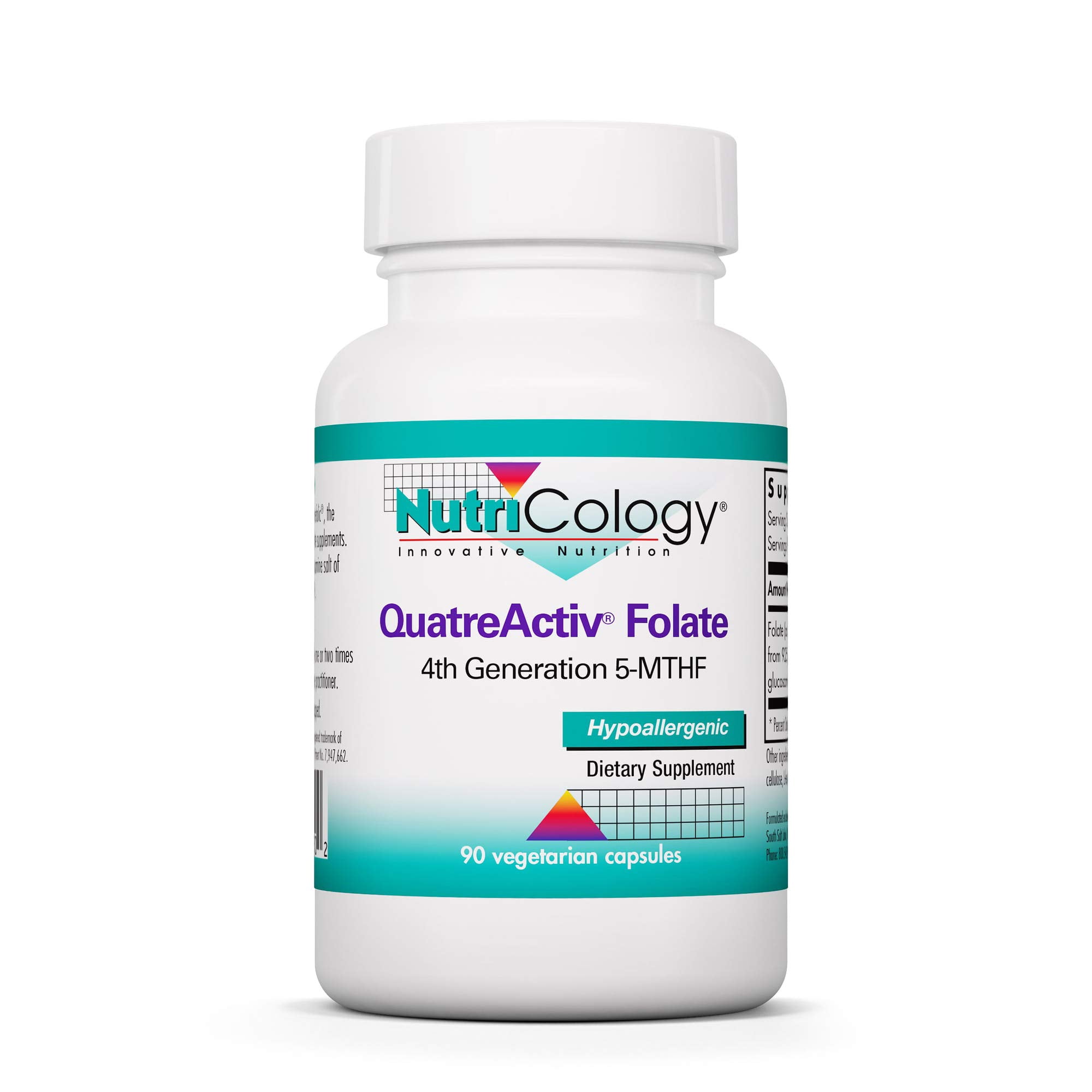 NutriCology QuatreActiv Folate - Delivers 833 mcg DFE 5-MTHF as Quatrefolic - Supports Folate Metabolism, Cellular Function & Nutrient Utilization - 90 Servings - 90 Capsules