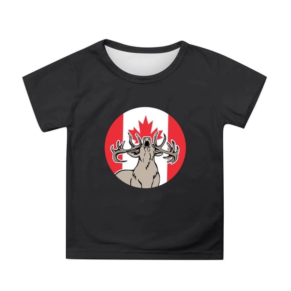 Gyexs Kids Canada Day Shirt Maple Leaf Canadian Flag Shirts Boys Girls Graphic Tshirts Tees Boy's Fashion Black 12-13 Years