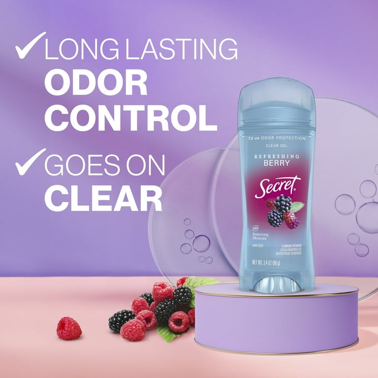 Secret Antiperspirant Deodorant Clear Gel Berry 3.4 oz, 48-Hour