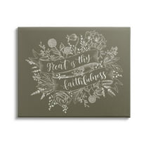Stupell Industries Great Is Thy Faithfulness Religious Phrase Botanical Border Canvas Wall Art, 40 x 30, Design by Imperfect Dust