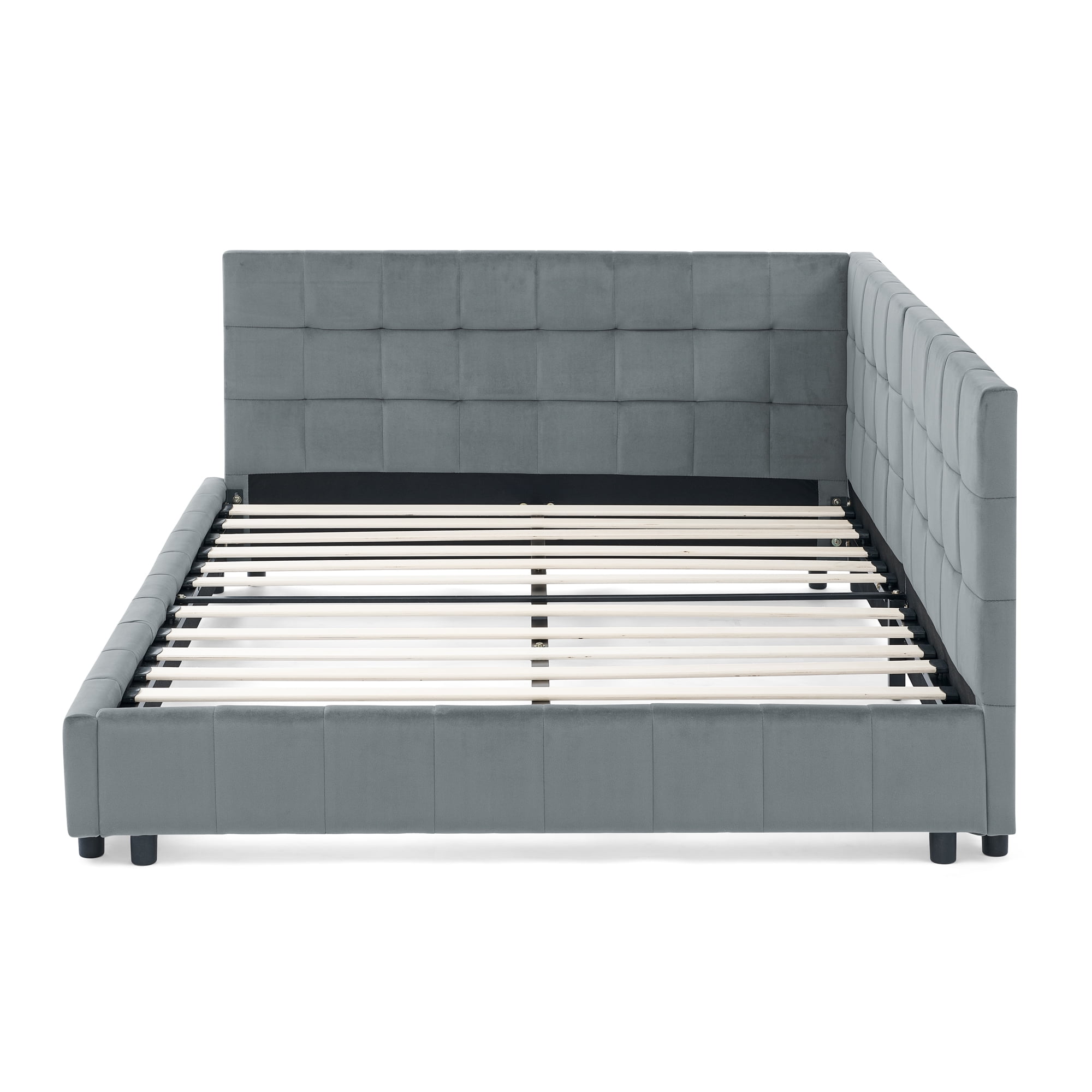 Full Size Upholstered Tufted Bed Frame, Sofa Bed Frame with Comfortable Backrest and Armrests, Full Size Bed for Bedroom, Living Room,Velvet