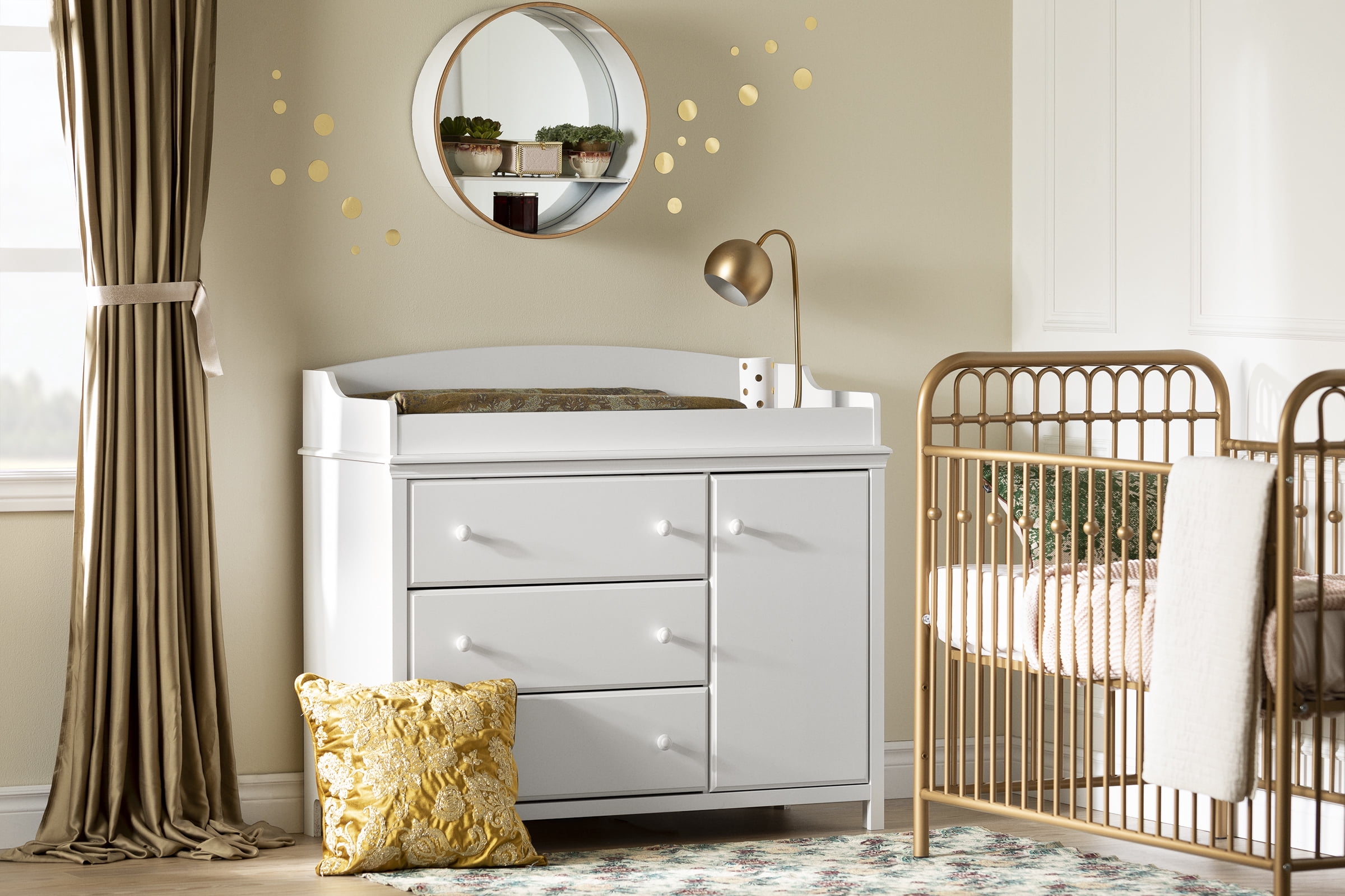 South Shore Cotton Candy Changing Table with Station for Infant, in Pure White