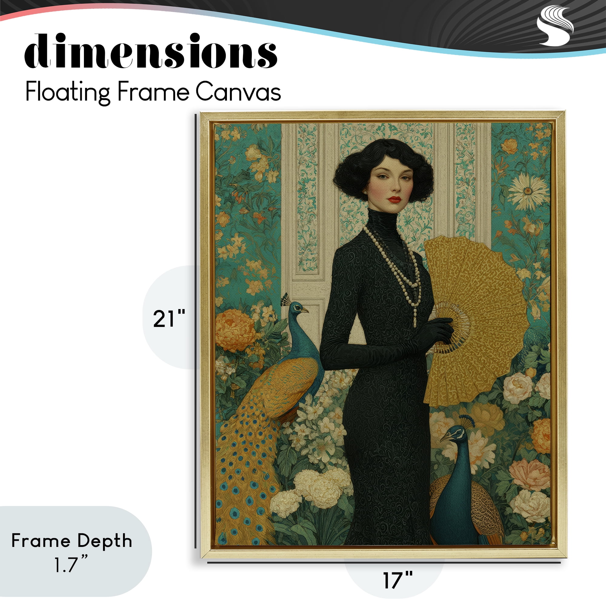Stupell Industries Floral Velvet Reign Gold Framed Floater Canvas Wall Art, design by A Barefoot Stylist