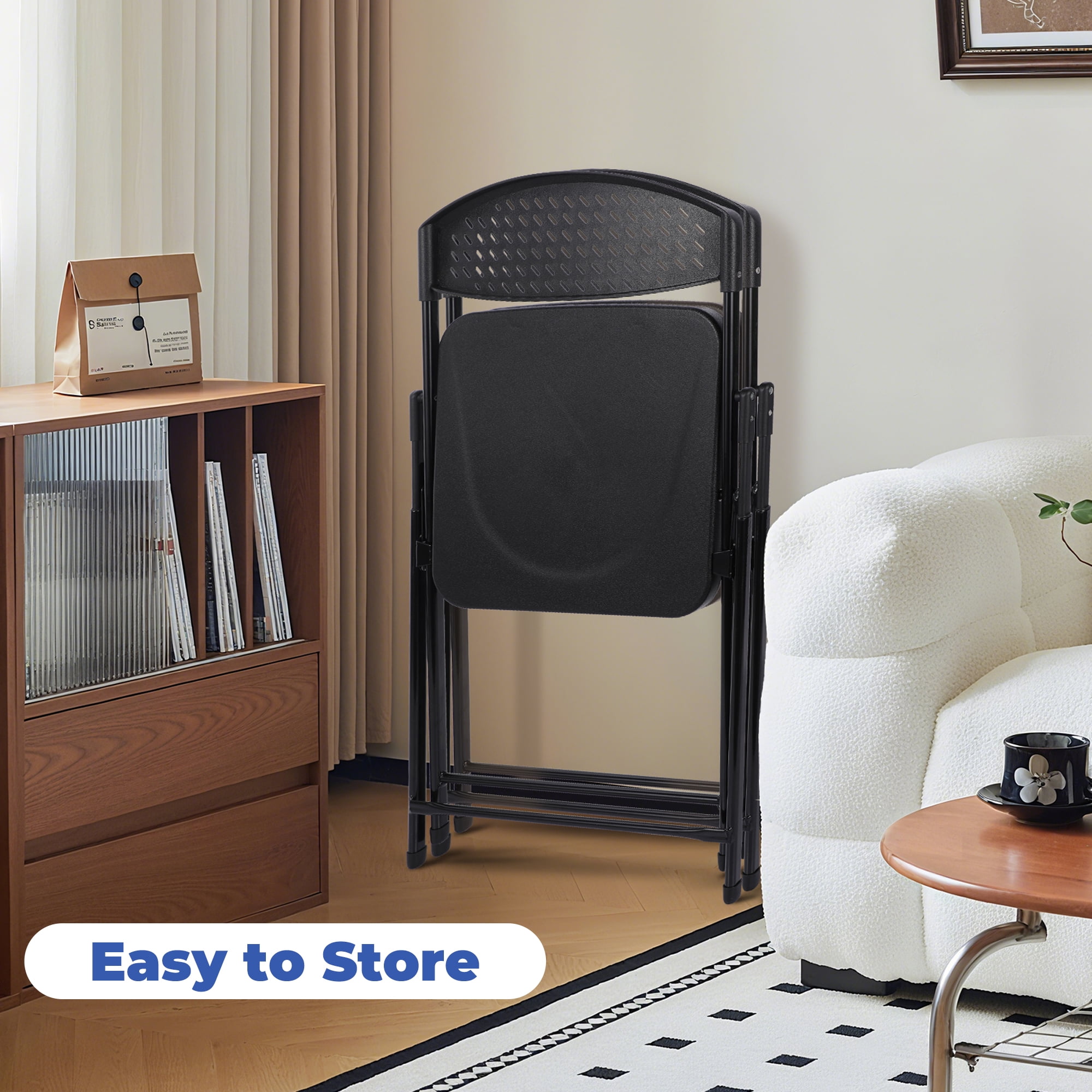 Mainstays Resin Light-Weight Folding Chairs, Black