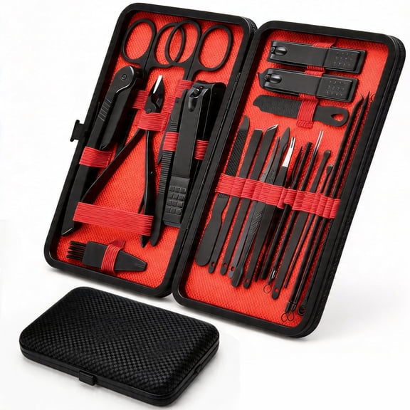 GARITIN Nail Clipper Set, 24Pcs Stainless Steel Manicure Tools with Storage Case, Professional Nail Care Manicure Kit for Adults, Ideal Gifts for Men Women Father Mother