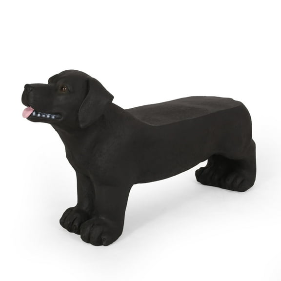 GDF Studio Cullimore Outdoor Labrador Dog Garden Bench, Matte Black