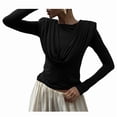 thumbnail image 2 of Women'S Burgundy Draped Cowl Neck Top Long Sleeve Elegant Blouse Casual Fashion Office and Party Outfits, 2 of 7