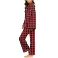 thumbnail image 5 of Womens Pajama Set Fashion Plaid Print Comfortable Sleepwear with Pants Casual Crew Neck Long Sleeve Pajamas Womens Summer Pajamas, 5 of 7