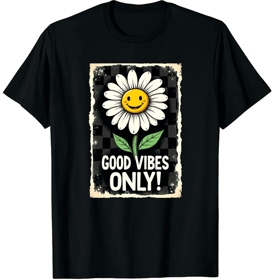 Good Vibes Retro Summer Outfit Graphic Black T-Shirt for Men and Women