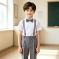 thumbnail image 2 of HAYIMI British Style Boys Vest Summer Striped Suspender Two Piece Outfit Sets For Kids Soft Clothes Sets, 2 of 4