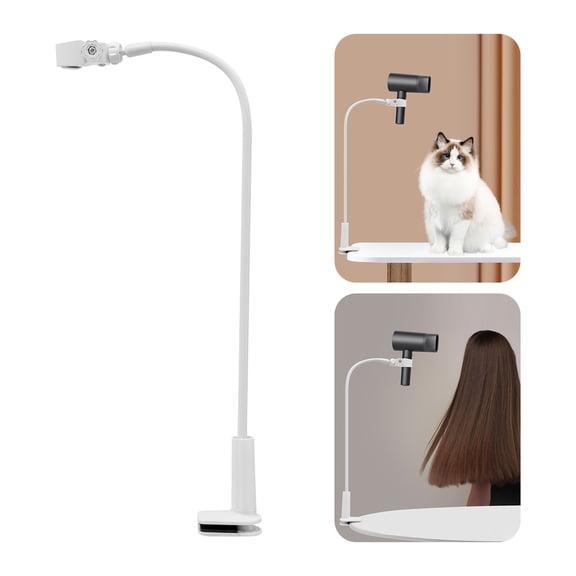 360° Rotating Hair Dryer Stand, 31.5in Adjustable Hose, Hands-Free Holder for Bathroom Salon