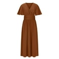 thumbnail image 5 of Zpanxa Ruched Back Dress Women Elegant Maxi Flutter Sleeve High Slit Evening Gown Formal Long Dress, 5 of 7