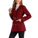 thumbnail image 4 of Abrigo de invierno de doble botonadura con solapa de muesca para mujer INSPIRE CHIC, de manga larga, XS, rojo oscuro, 4 of 6