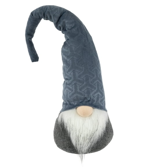 Standing Christmas Gnome with Patterned Hat Figure - 18" - Blue