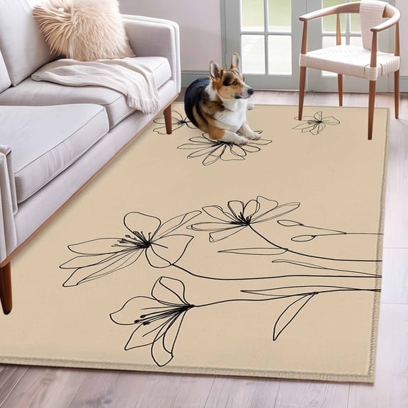 Floral Area Rugs 2.7'x5', Washable Small Throw Rugs for Kitchen Bedroom, Spring Flower Indoor Outdoor Rug Non-Slip Low Pile Carpet Runner Reversible Floor Mats