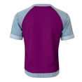 thumbnail image 6 of Helii Women's Color Block T Shirt – Raglan Sleeve T-Shirt, Crewneck Baseball Tee with Contrast Denim Sleeve, Loose Fit Soft Cotton Blend Casual T Shirts for Summer Purple,XXL, 6 of 6