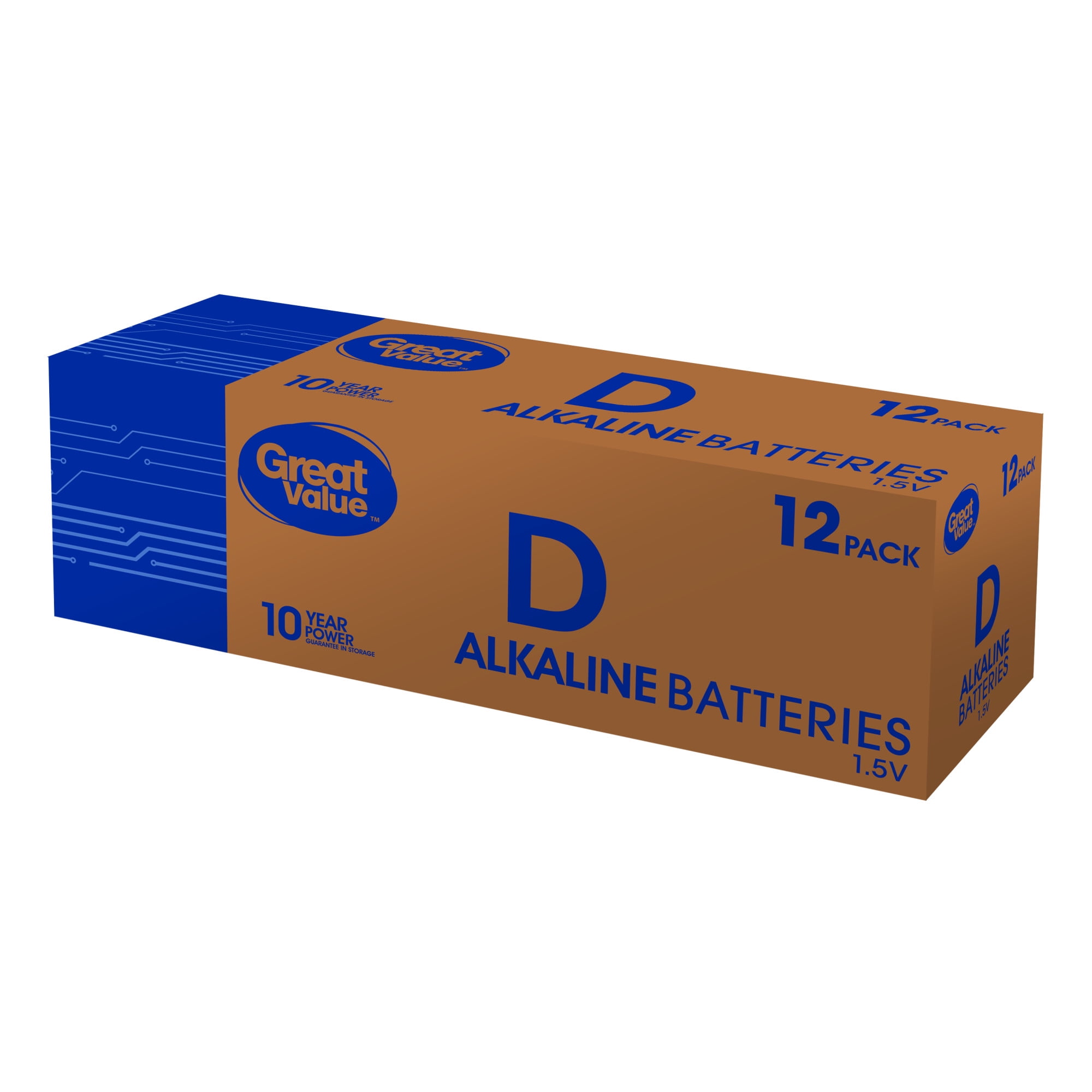 Great Value Alkaline D Batteries (12 Pack)