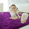thumbnail image 2 of Softlife Super Soft Rug For Living Room Fluffy Rugs For Dorm Room Cute Plush carpet For Bedroom,3' x 5',Dark Purple, 2 of 7