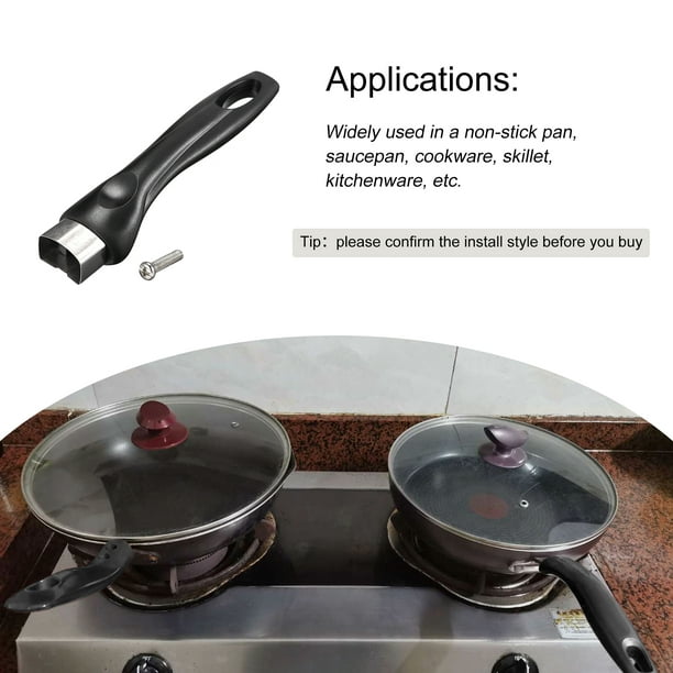 Poêle Poignée rechange Noir 7 pouces avec Vis Antiadhésive Casserole  Batterie Cuisine Poêle Inox Acier Poignée 
