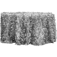 thumbnail image 1 of 1 Pc, Leaf Petal Taffeta Round 120" Tablecloth - Silver For Wedding Or Event Decor, 1 of 1