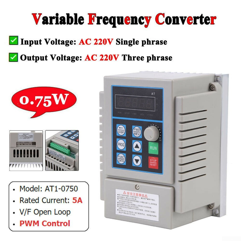 220V 0.75kW Single Phase Variable Frequency Drive 3PH VFD Speed Controller