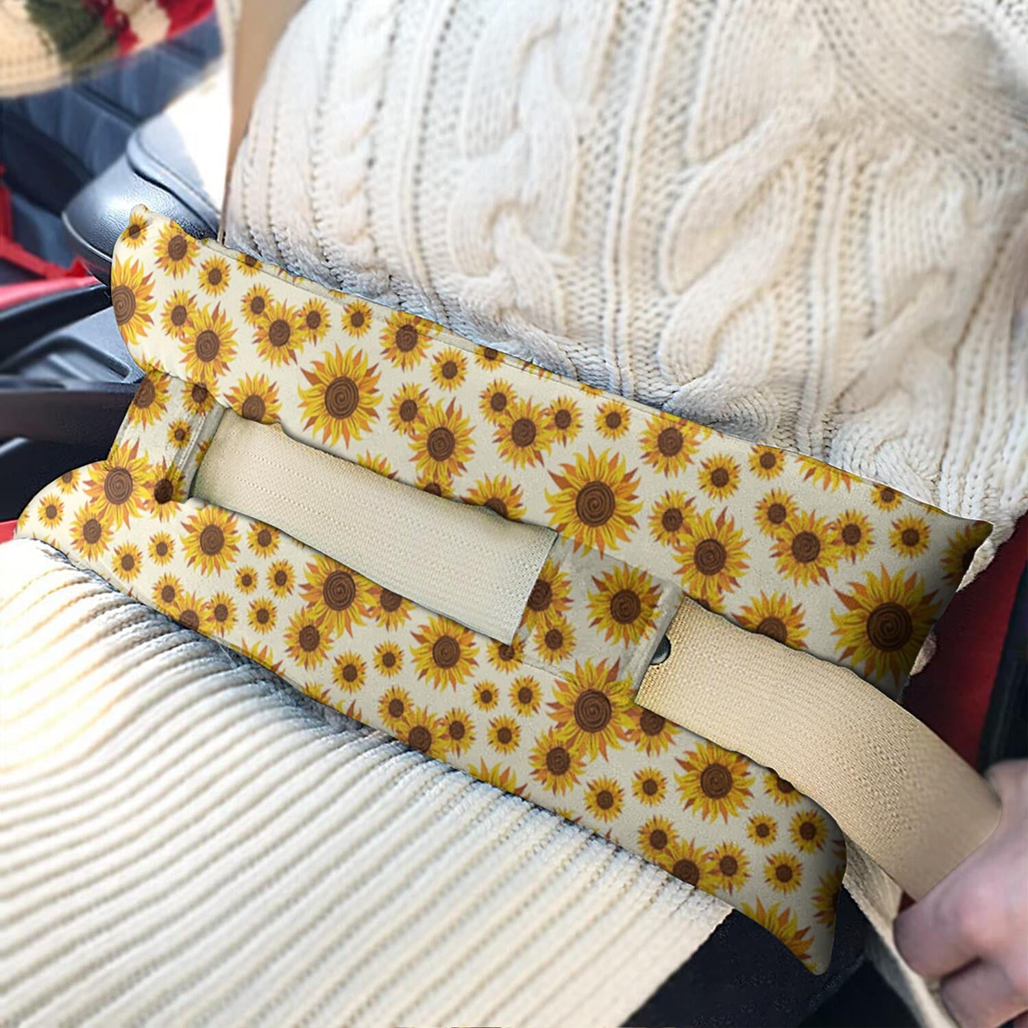 Watercolor Sunflower Seatbelt Pillow for Mastectomy - Soft Post Surgery Car Cushion - Rustic Floral Design for Breast & Chest Protection - Women's Recovery Aid