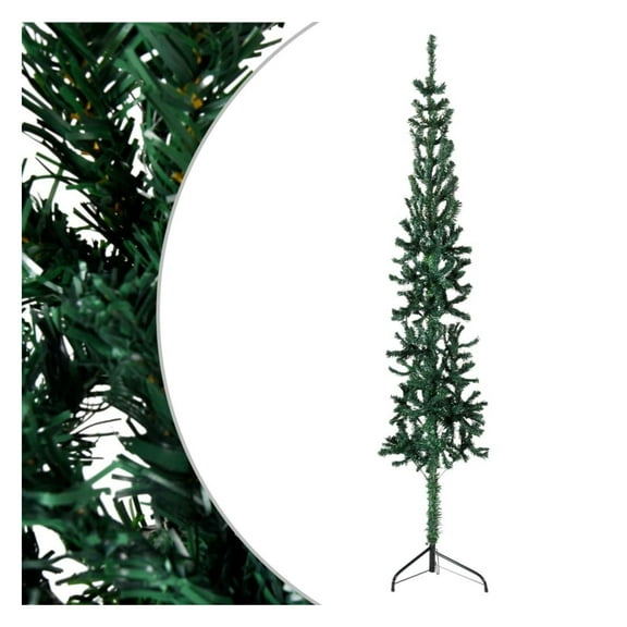 Slim Artificial Half Christmas Tree with Stand Green 8 ft
