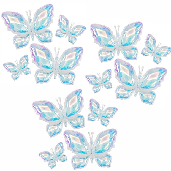 GIXUSIL 12Pcs Birthday Butterfly Party Balloons Party Decorate with Balloon Decorations,Iridescent Shiny Butterfly Foil Balloons - Party Decor for Birthday,Shower,Wedding
